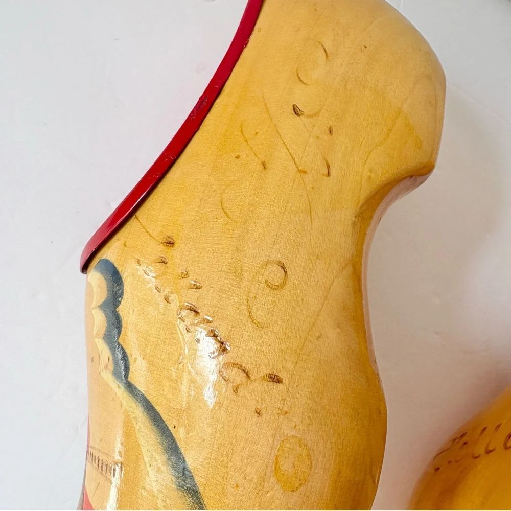 Vintage Wooden Hand Painted Dutch Clogs Banks from Holland Wall Decor